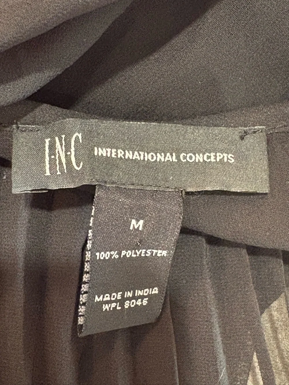 INC International Concepts Black Pleated Sheer Yoke Blouse size medium